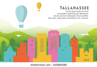 Tallahassee Florida City Building Landscape Skyline Dynamic Background Illustration