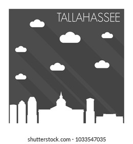 Tallahassee Florida Skyline City Flat Silhouette Design Background