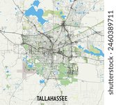 Tallahassee, Florida, USA map poster art