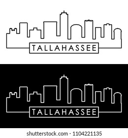 Tallahassee skyline. Linear style. Editable vector file.