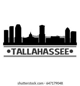 Tallahassee Skyline Silhouette Stamp City Design Vector Art 