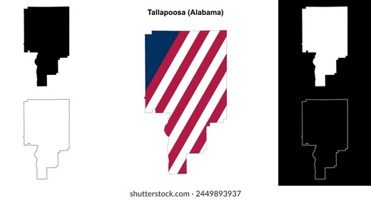 Tallapoosa County (Alabama) outline map set