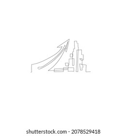 tallest building with arrows illustration icon vector continuous line