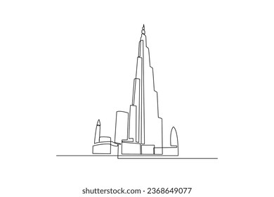 Tallest building in the world. Minimalist building concept. Towers city business architecture, apartment and office building, urban landscape. Vector illustration in trendy flat style isolated on whit
