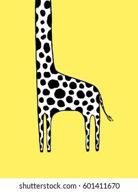 The tallest Giraffe, hand drawn vector illustration
