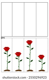 Tallest to shortest, order by height and length, cut and glue longest to shortest activity  for kids