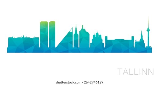 Tallinn, Estonia Low Poly Skyline Clip Art City Design. Geometric Polygon Graphic Horizon Icon. Vector Illustration Symbol.