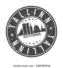 Tallinn Estonia Round Stamp Icon Skyline City Design Landmark Rubber Seal.