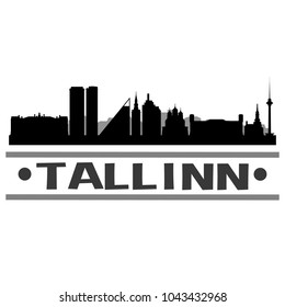 Tallinn Estonia Skyline Silhouette Stamp City Design Vector Art Template