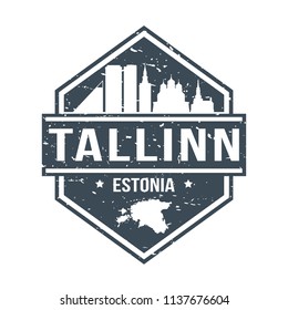 Tallinn Estonia Travel Stamp Icon Skyline City Design Tourism Badge Rubber.