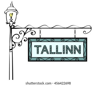 Tallinn retro vintage pointer lamppost. 