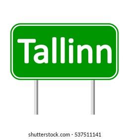 Tallinn road sign isolated on white background.