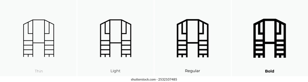 ícone de tala. Design fino, leve, regular e negrito, isolado no fundo branco