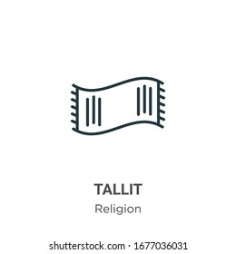 Tallit outline vector icon. Thin line black tallit icon, flat vector simple element illustration from editable religion concept isolated stroke on white background