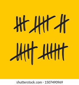 Tally chart hand drawn modern brush. Vector illustration of counting lines for print, card and banner
