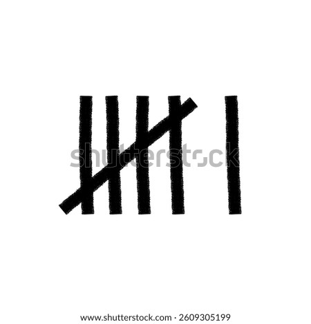Tally mark. Prison counting lines, black slash scratches on the wall. Hand drawn crossed out tally marks, jail grunge outline numbers on white background, vector illustration.	
