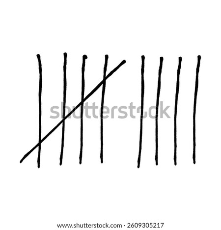 Tally mark. Prison counting lines, black slash scratches on the wall. Hand drawn crossed out tally marks, jail grunge outline numbers on white background, vector illustration.	
