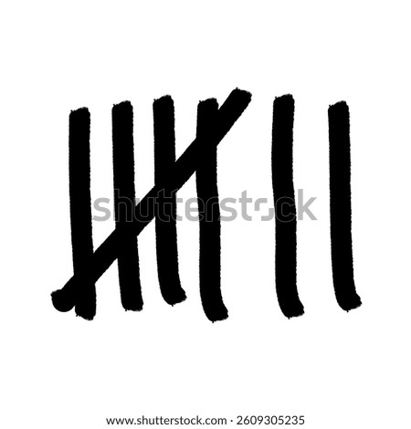 Tally mark. Prison counting lines, black slash scratches on the wall. Hand drawn crossed out tally marks, jail grunge outline numbers on white background, vector illustration.	
