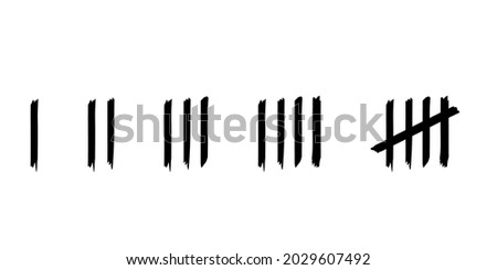 Tally marks 1 to 5 set. Clipart image isolated on white background
