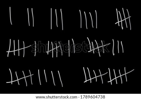 Tally marks count from 1 to 10