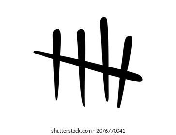 Tally marks to count days in prison. Tally marks for math lessons isolated on white background. Vector illustration