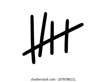 Tally marks to count days in prison. Tally marks for math lessons isolated on white background. Vector illustration