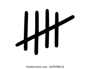 Las marcas de la manifestación cuentan días en prisión. Marcas de tono para clases de matemáticas aisladas en fondo blanco. Ilustración del vector