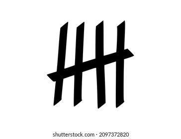 Tally marks to count days in prison. Tally marks for math lessons isolated on white background. Vector illustration