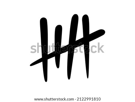 Tally marks to count days in prison. Tally marks for math lessons isolated on white background. Vector illustration