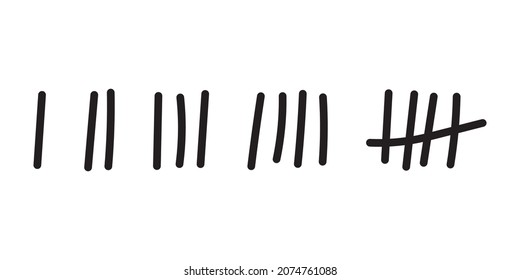 Tally Marks Count Or Prison Wall Sticks Lines Counter. Vector Hash Marks Icons Of Jail Or Desert Island Lost Day Tally Numbers Counting In Slash Lines