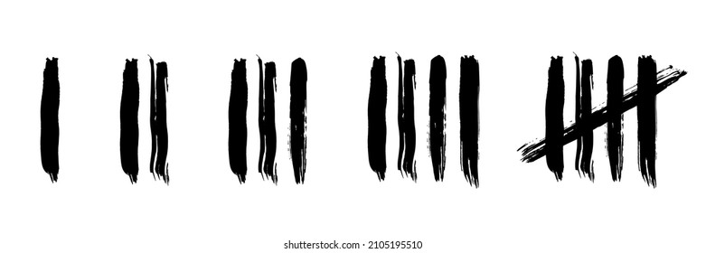 Tally Marks Count Or Prison Wall Sticks Lines Counter. Vector Hash Marks Icons Of Jail Or Desert Island Lost Day Tally Numbers Counting In Slash Lines