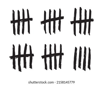 Tally marks count or prison wall lines counter. Sketch slash sticks. Prison jail scratch day number.