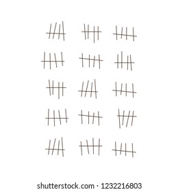 Tally marks. Counting waiting tally number marks