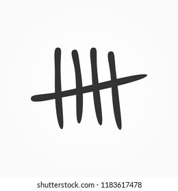 Tally Marks Drawn By Hand. Isolated Sketch Icon, Sign, Symbol. Vector Illustration.