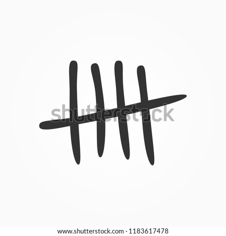 Tally marks drawn by hand. Isolated sketch icon, sign, symbol. Vector illustration.