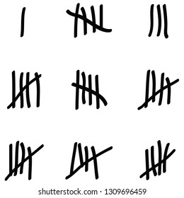 Tally marks icon set