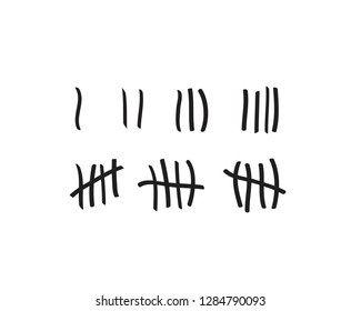 Tally Marks On A Prison Wall Isolated. Counting Signs. Vector