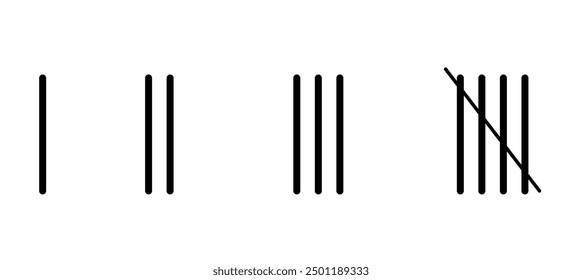 Tally marks on a prison wall isolated. Counting signs. Vector illustration.EPS10