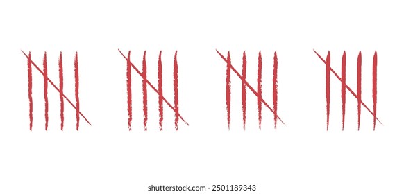 Tally marks on a prison wall isolated. Counting signs. Vector illustration.EPS10