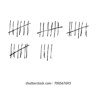 Tally marks on a prison wall. Vector illustration.