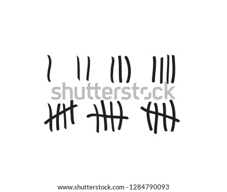 Tally marks on a prison wall isolated. Counting signs. Vector