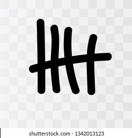 Tally marks on the wall isolated. Counting characters. Vector illustration of counting days in prison.