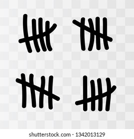 Tally marks on the wall isolated. Counting characters. Vector illustration of counting days in prison.