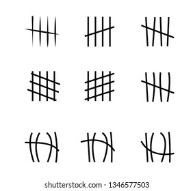 Tally marks on the wall isolated. Counting characters. Vector illustration of counting days in prison.
