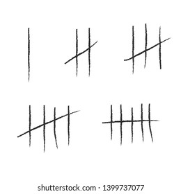 Tally marks on the wall isolated. Counting characters. Vector illustration of counting days in prison.