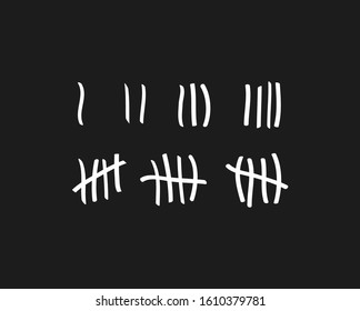Tally marks on the wall isolated. Counting characters. Vector illustration of counting days in prison.