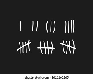 Tally marks on the wall isolated. Counting characters. Vector illustration of counting days in prison.