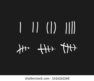 Tally marks on the wall isolated. Counting characters. Vector illustration of counting days in prison.