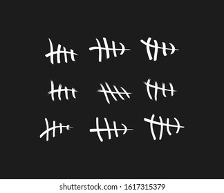 Tally marks on the wall isolated. Counting characters. Vector illustration of counting days in prison.