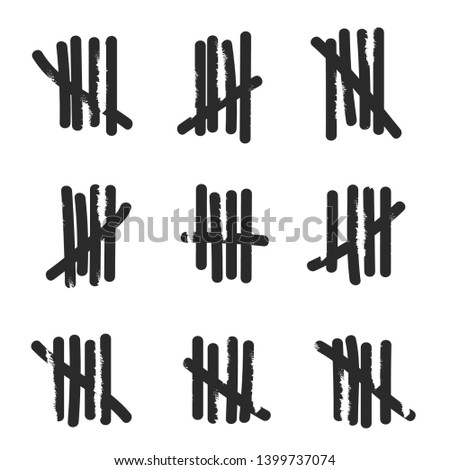 Tally marks on the wall isolated. Counting characters. Vector illustration of counting days in prison.